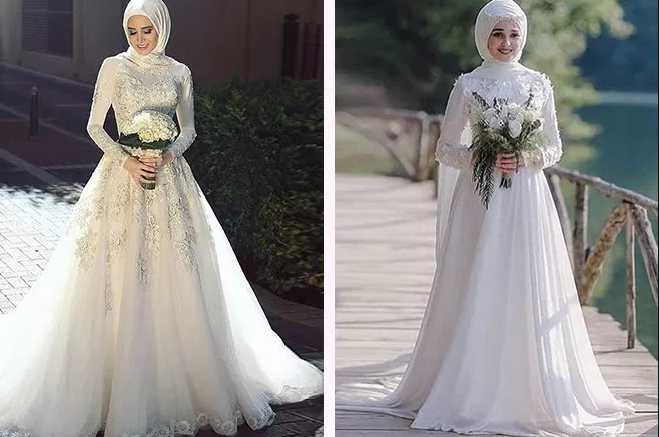 İşlemeli Tesettür Gelinlik Modelleri