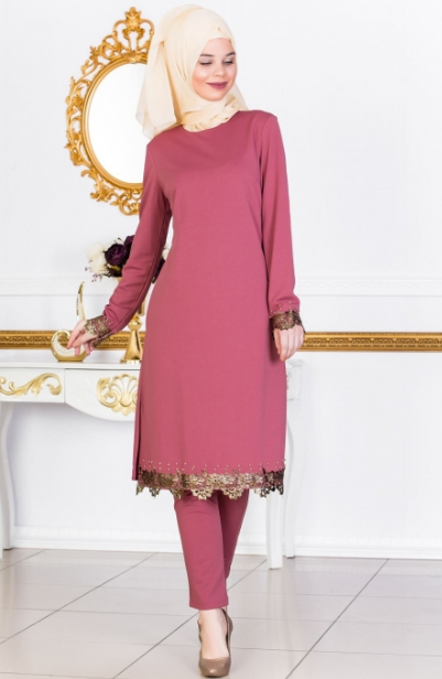 Pembe Tesettür Tunik Kombinleri 2020