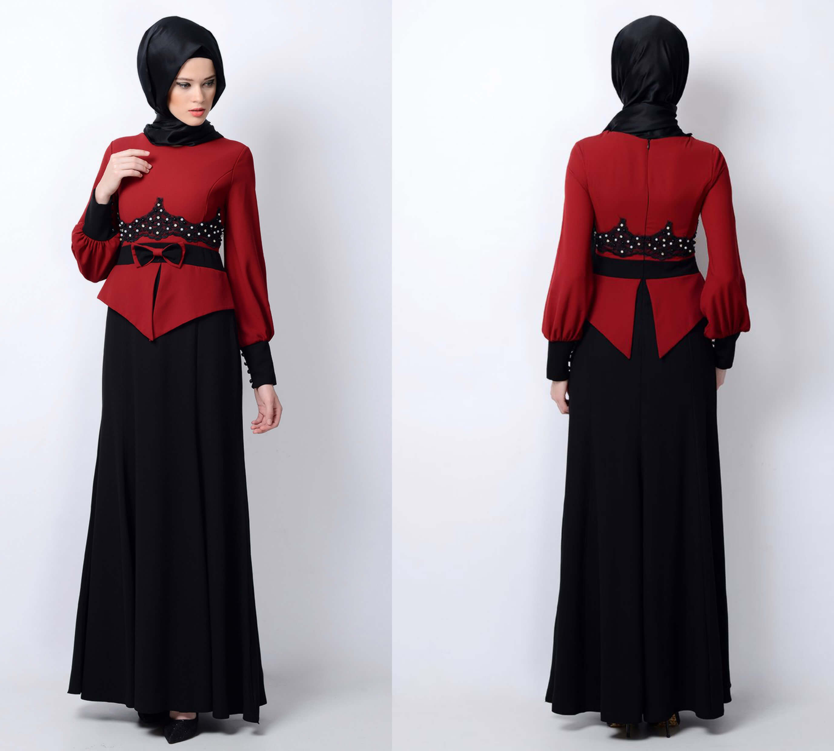 bordo siyah takım abiye modeli