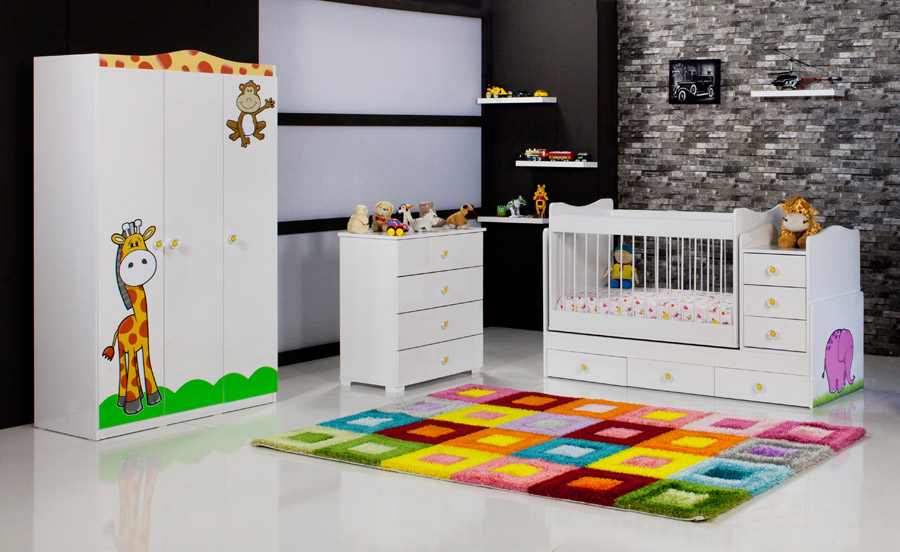 fil büyüyen bebek odası takımları
